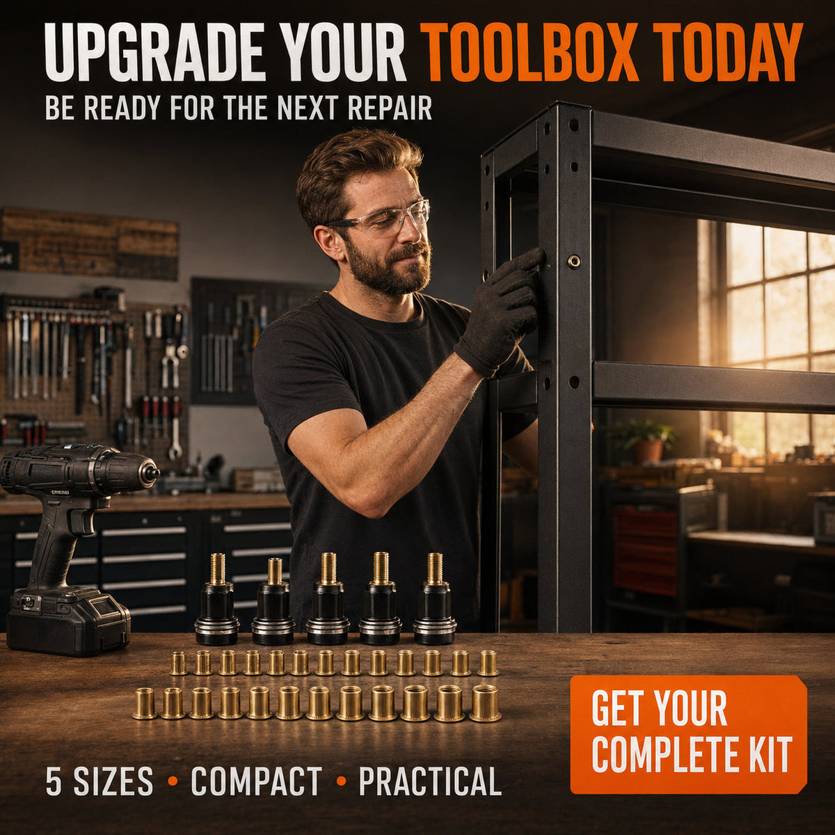π§ π©2026 Hot sell Complete Drill-Powered Rivet Nut Kit β M3βM8 Threaded Insert Tool Set
