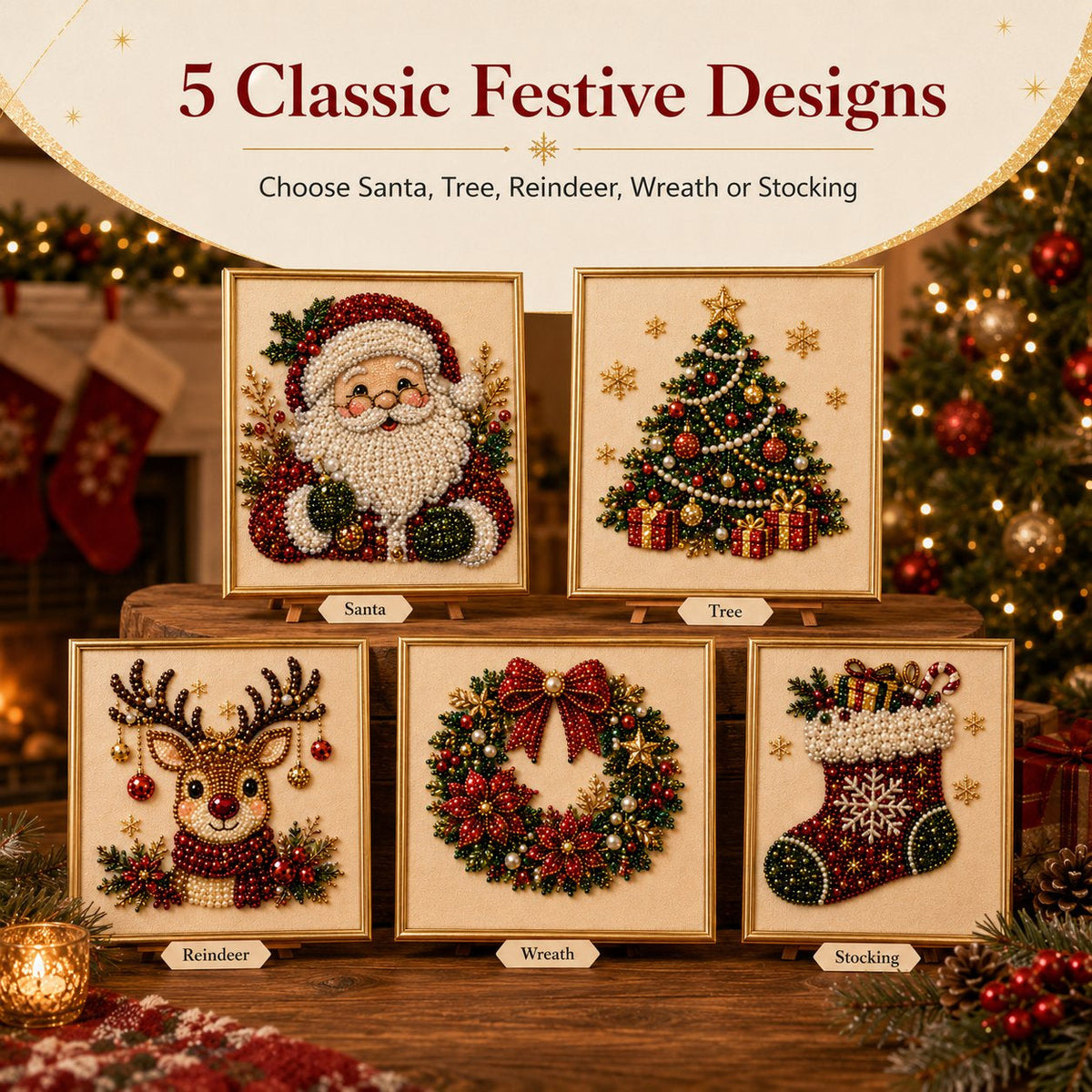 π DIY Christmas Pearl Diamond Painting Art Kit With Frame