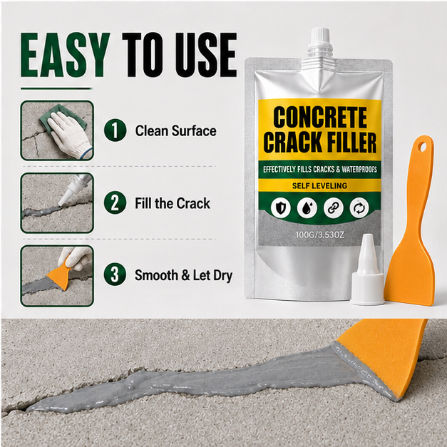 π Waterproof Concrete Crack Filler for Indoor & Outdoor Use