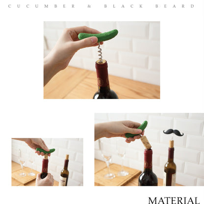 Novelty Mustache & Cucumber Silicone Wine Bottle Stopper, Reusable Leak-Proof Wine Preserver